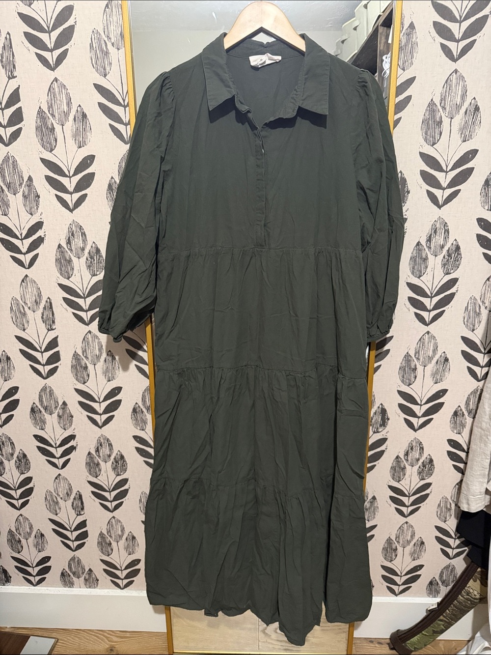 Tuckernuck Olive Green Tiered Collared Maxi Dress